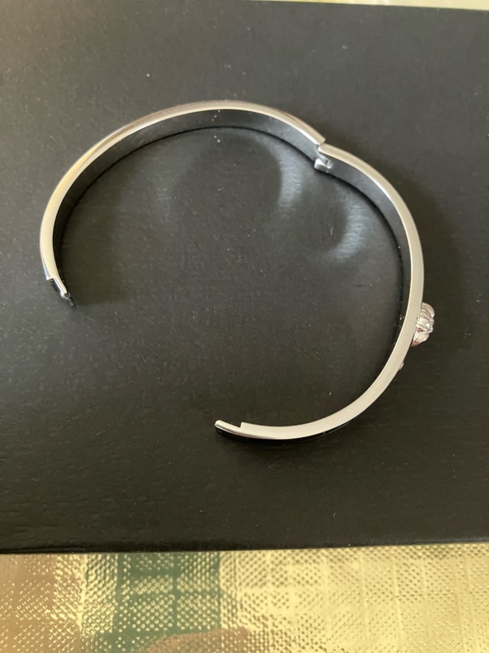 Black and Silver Medusa Crystal Bangle Bracelet - Picture 6 of 8